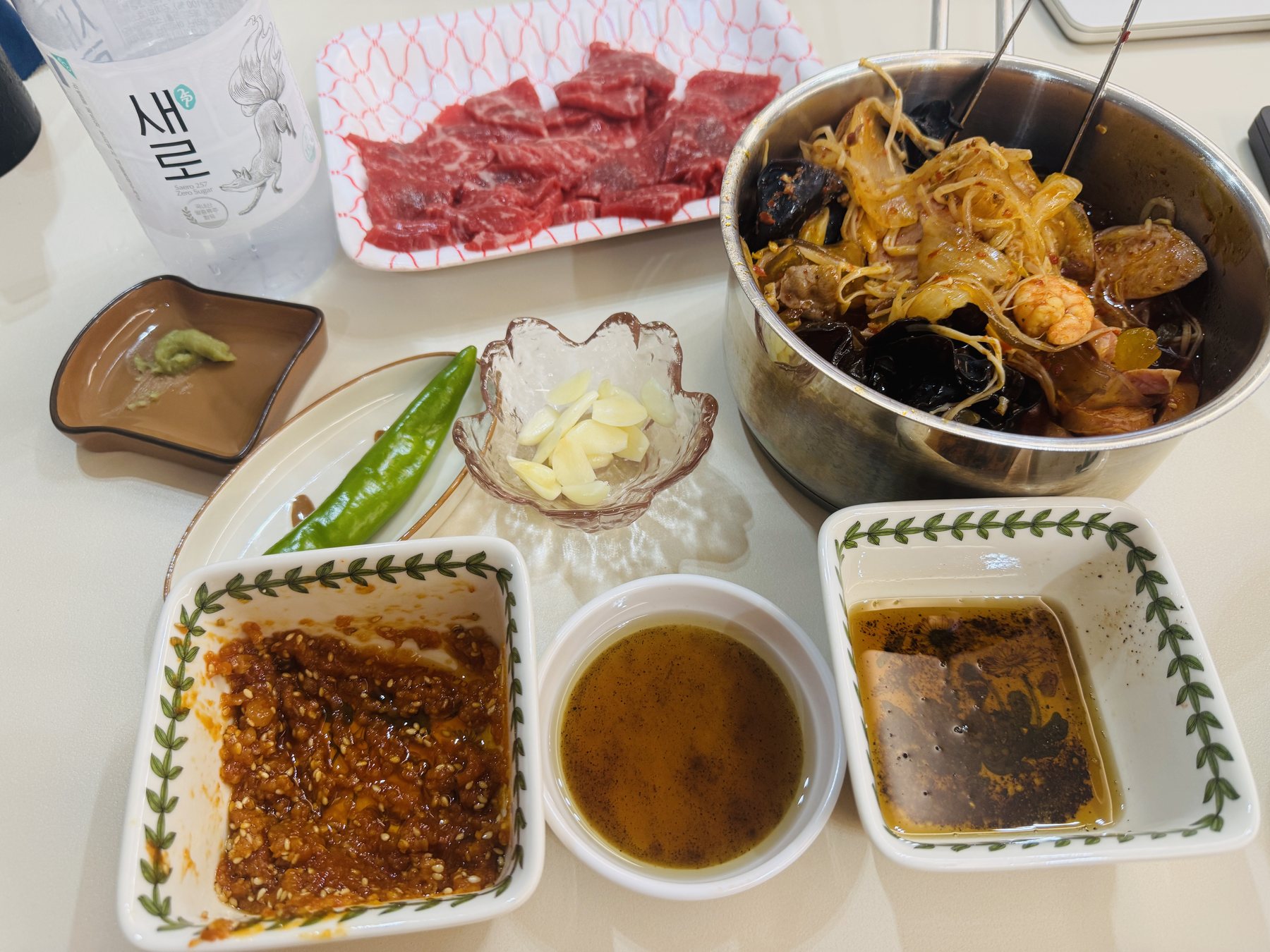 Yuksashimi and a homemade malatang