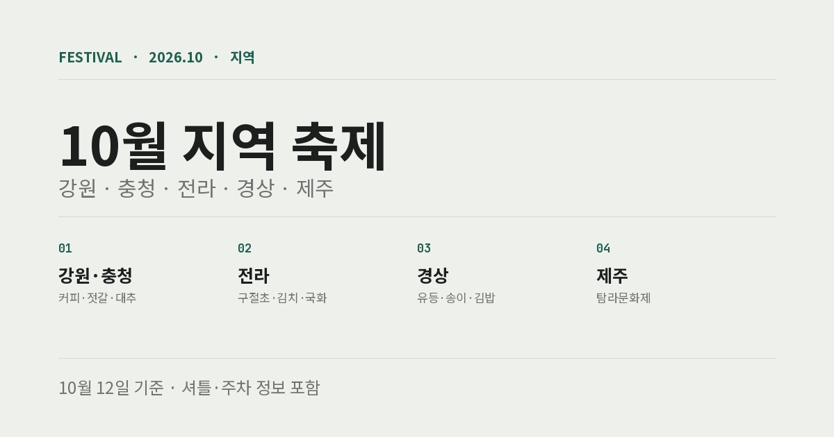 10월 지역 축제